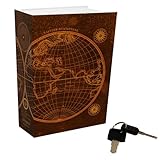 Hemisphäre Booksafe mit Vintage Weltkarte - THE WORLD Geheimversteck für Reisende mit nostalgischem Charme