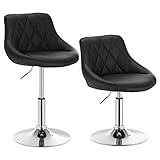 Confortable & Stable: ❤ Le siège en similicuir rembourré entièrement,l'intérieur rempli d'une éponge épaisse,doux et confortable.La structure en acier chromé rend le fauteuil de bar plus stable,durable.