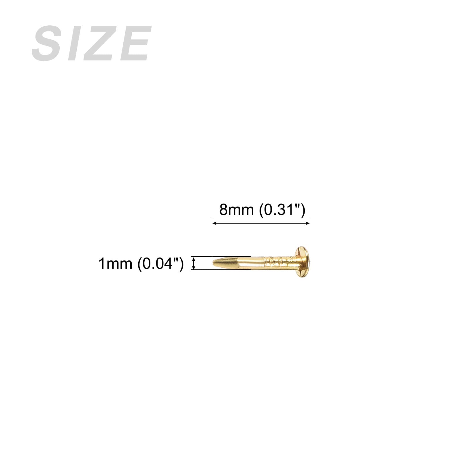 METALLIXITY Piccoli Chiodi (1x8mm) 50pz, Carbonio Acciaio Piccoli Materiale Chiodi - per Famiglia Lavorazione Legno, Dorato