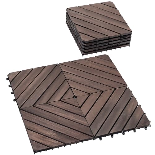PrimeZone Solid Acacia Wood Interlocking Deck Tiles