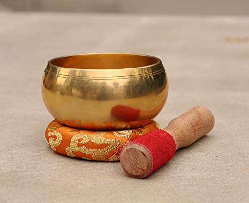 Dharmaobjects Tibetan Ring Gong Meditation Singing Bowl Mallet Cushion Set (Md) #TOP4