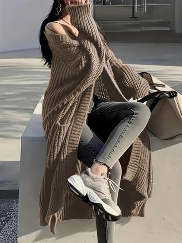Image of Womens Long Cardigan Sweaters Open Front Oversized Duster with Pocket for Women 2025 Fall Winter Knit Design Coats