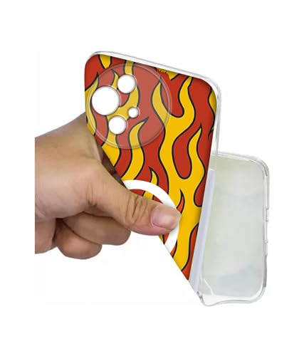 Image of Case Cover for Alcatel V3 Ultra 5G Blazing Flames Magnetic Ring Design (Not Magnetic Compatible) | UV Printed Soft TPU Shockproof Back Case for Alcatel V3 Ultra 5G