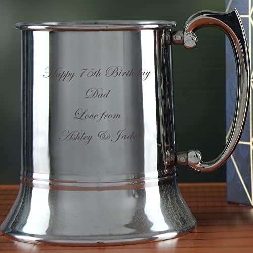 Personalised Engraved Stainless Steel Tankard, Gift Box Included, Personalise with Any Message, Different Fonts Available to Choose from, Laser Engraved