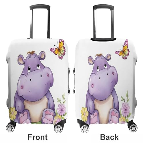 Travel Luggage Covers Washable Stretch Suitcase Protector Butterfly And Hippo Printed Anti-scratch Suitcase Cover Fits 18-32 Inch Luggage3
