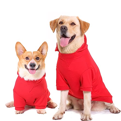 Petwit Dog Hoodies For Large Medium Dogs, Dog Sweatshirts Clothes With Leash Hole For Dogs, Bulldog Pitbull Clothing Coat (Red Dog Hoodie, 5Xl) #TOP1