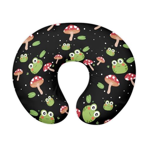 Image of Frog Mushrooms Baby Nursing Pillow Cover Neutral Breathable Pillow Cover for Infant Snug, Removable Breastfeeding Pillow Slipcover Easy to Clean