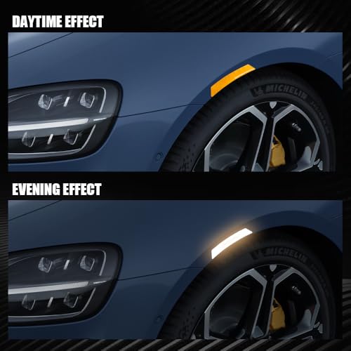 Image of 4PCS Car Reflective Trim Side Marker Stickers, Side Reflectors for Car, Anti-Collision Automatic Bumper Fender Stickers, Auto Exterior Accessories Reflector Guard Fit Cars (Yellow, 4PCS)