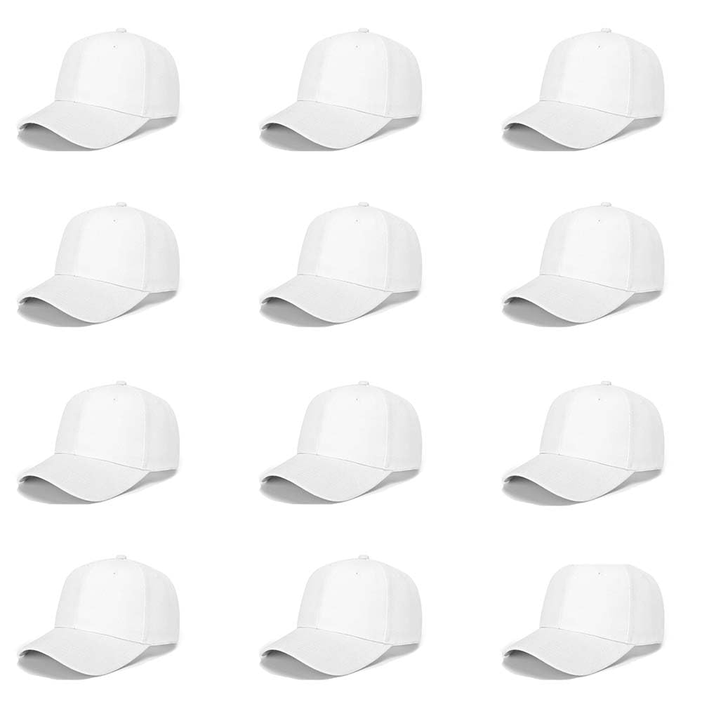 ZHPlain Adjustable Baseball Cap - Lot of 12 Unisex Blank Design Caps