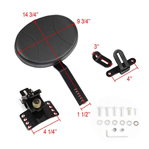 PBYMT Adjustable Plug-in Driver Rider Backrest Kit Compatible for Harley Touring Road King Street Electra Glide 1997-2020 - Thumbnail 5