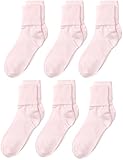 Jefferies Socks Little Girls' Seamless Turn Cuff Socks (Pack of 6), Pink, Small (2200)