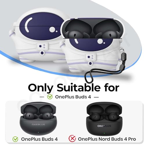 Image of Soft Silicone Case Cover Compatible for OnePlus Buds 4 (Astronaut, Lanyard)