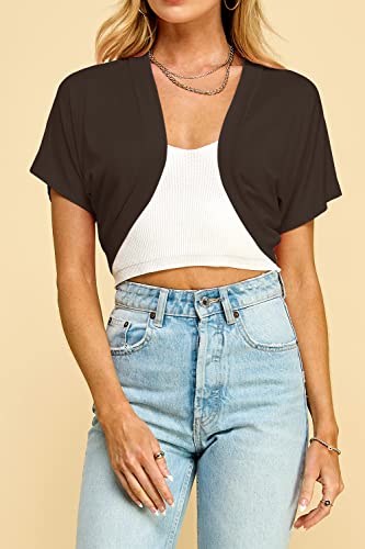 Image of Lock and Love Women's Versatile Open Front Lightweight Short Sleeve Bolero Shrug