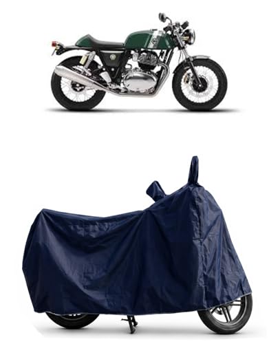 Image of Shield Heavy Duty Bike Cover for Royal Enfield Continantal 650 | All-Season, Tear-Proof Fabric | with Side Mirror Pocket & Buckle Belt | Royal Enfield Continantal 650 Bike Cover (Blue)
