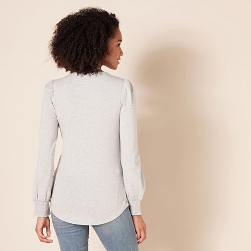 Image of Amazon Essentials Women's Long-Sleeve Crewneck Smocked Cuff T-Shirt