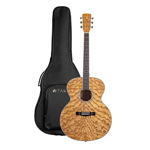TARIO 41'' Antique Jumbo Body Acoustic Guitar Curly Ash body ...
