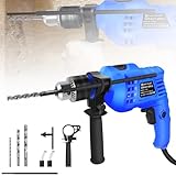 【Was Sie bekommen】Schlagbohrmaschine mit 1 x 360°Drehbarem Griff, 3 x Betonbohrer (5/6/8mm), 1 x Tiefenmesser, 2 x Kohlebürsten, 1 x Bohrfutterschlüssel, 1 x Gebrauchsanweisung. 24 Monate Garantie und 24-Stunden-Kundenservice, bestellen Sie mit Vertrauen!