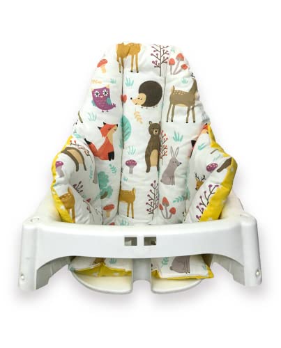 Image of Cushion - Washable & Reversible One-Piece Cotton Seat Pad for IKEA High Chair Accessories, Compatible with Antilop (Nature Yellow)