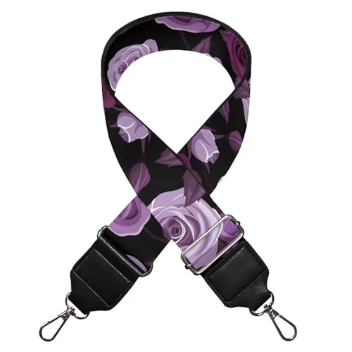 Image of TODIYADDU Purple Rose Wide Fashion Crossbody Purse Strap Guitar Purse Strap Crossbody Suitable for Valentine's Day Crossbody Handbag Tote Canvas Bag