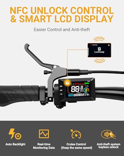 Image of Luckeep Folding Electric Bike for Adults 1500W Peak Motor, 28MPH 60 Miles,720WH Battery 20 inch x 4.0 inch Fat Tire Folding Ebikes for Adults NFC /Anti-Theft /Hydraulic Brakes E-Bbike Commuter Men