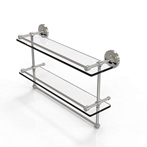 Review Allied Brass PRBP-2TB/22-GAL-SN Prbp 2 Tb Gal Inch Gallery Double Towel Bar Glass Shelf, 22 Inch, Satin Nickel