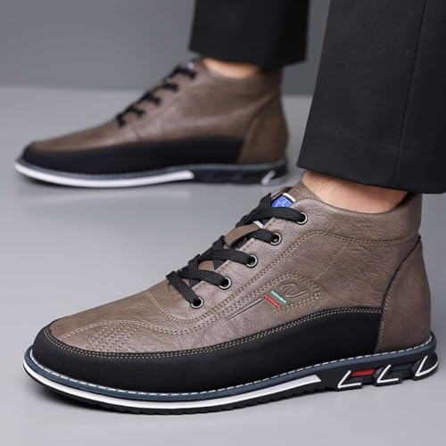 Image of Men's Casual Dress Boots Motorcycle Boots Plus Size Ankle Boots Lace Up Fashion Leather Boots Business Wedding Party Shoes
