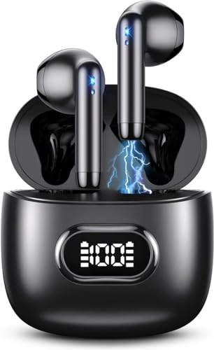 SGNICS for T-Mobile REVVL 7 PRO 5G - Bluetooth 5.3 Ear Buds LED Power Display Headphones Bass Stereo, Earbuds in-Ear Noise Cancelling Mic, 40H Playback Mini Case IP7 Waterproof Sports Earphones