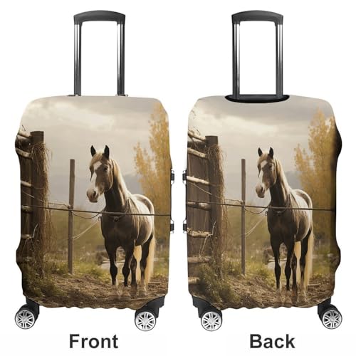 Fence Horse Luggage Covers Tsa Approved Suitcase Cover Elastic Washable Luggage Sleeve Carry on Cover Protector Anti-Scratch Suitcase Protector Fits 19-30 Inch Case(XL)3