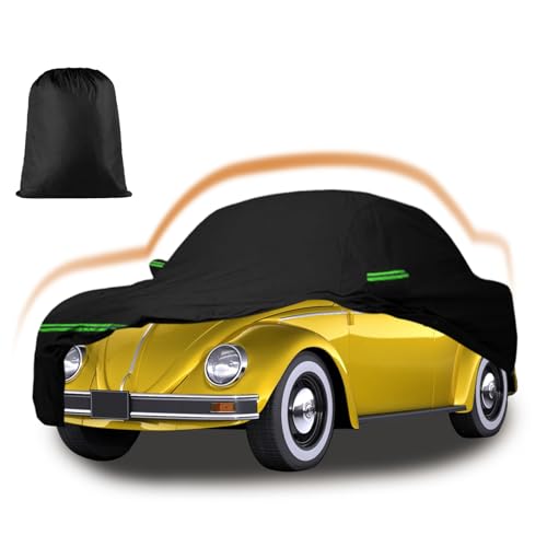 Car Covers for 1960-1980 Volkswagen Beetle Bug Sedan 2-Door 210T All Weather Protection Custom-fit Beetle Bug Waterproof Car Cover w/Zipper Door and Cotton Lining Rainproof Dustproof and UV Proof
