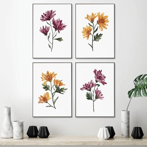 Fleur de tournesol et design abstrait | Composition murale d'automne 40x50 cm