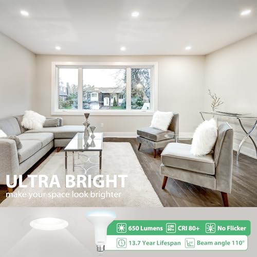 Image of DEGNJU 36 Pack BR30 LED Bulb, Dimmable Indoor Flood Lights 7W Equivalent 65W 5000K Daylight, CRI80, 650 LM, E26 Base, 15000 Lifetime Hours, Interior Energy Saving Recessed Light Bulb, Flicker-Free