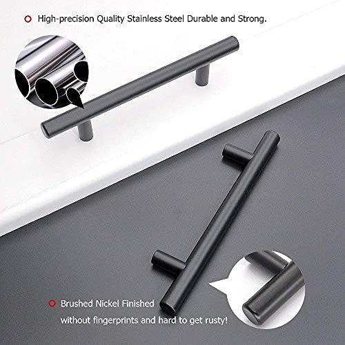 Image of homdiy Black Drawer Pulls Cabinet Handles 10Pack - HD201BK Cabinet Door Handles 4-1 /2 in Hole Centers Cabinet Hardware Modern Cabinet Pulls for Kitchen Cabintes