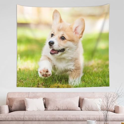 Tapisserie motif chiot Corgi décoration tendresse pour les amoureux des animaux