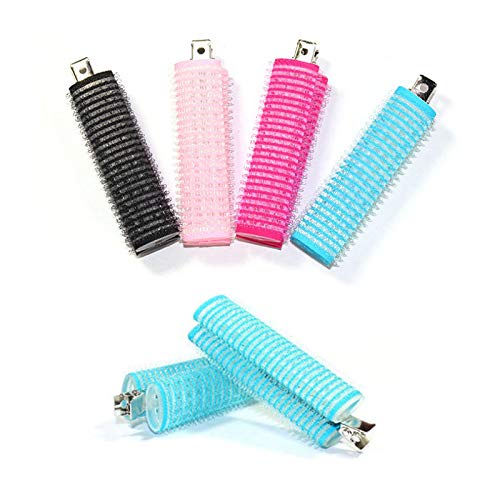 LiLiy Portable Bangs Hair Curlers 4Pcs,Nylon Manganese Steel Rollers,Simple Hairstyle Shaping Management Tool,Pink/Blue/Black/Rose,0.79×1.18×3.15in