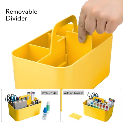 Image of Tiawudi Multipurpose Caddy Organizer, Plastic Caddy with Handle, Stackable Desk Organizer for Stationery, Marker and Pencil, Office Supplies Organizer, Dorm Caddy