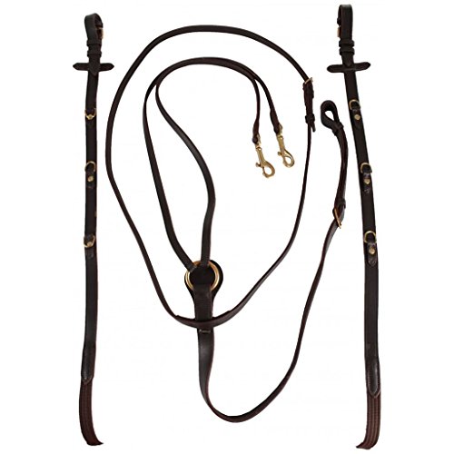 Rênes poney cuir noir et argent webband bouclerie solide