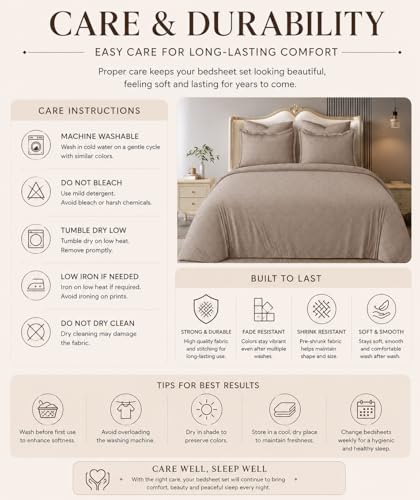 Image of Blue Strip Polycotton Bedsheet, King 108x108 (Beige) | Hotel Quality | Soft, Breathable & Colourfast | Wrinkle Resistant | Machine Washable | Pillow Covers Included