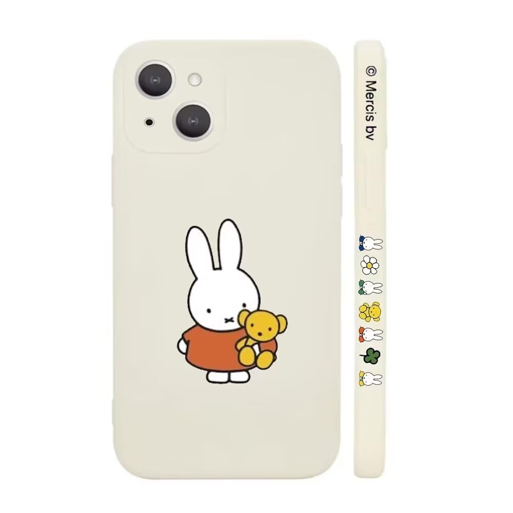 ミッフィー iPhone13mini 用 ケース シリコン 保護カバー キャラクター スマホケース ［軽薄型 ワイヤレス充電対応 レンズ保護 ストラップホール付き］ 5.4インチ ケース アイフォン13ミニ 対応 WHITE