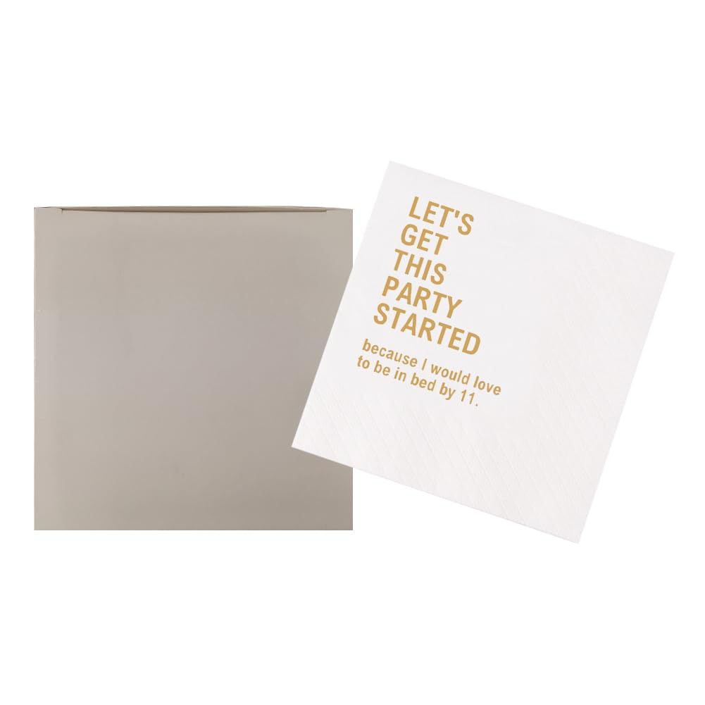 VOWFOO Let's Get This Party Started Because I Would Love To Be In Bed By 11 Funny Quotes Cocktail Napkins for Birthday Girls Night Holiday