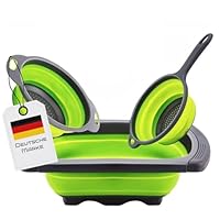 Keukenvergiet met handgrepen, roestvrij staal, keukenzeef voor het uitlekken van pasta, groenten en fruit, rijst, vaatwasmachinebestendig, 28 cm, 22 cm, 19 cm, 3 stuks