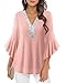 Timeson Valentine Tops for Women: Sequin V Neck 3/4 Sleeve - Blouses for Women Dressy Casual Spring Fashion 2026 Sparkly Shirts Work Business Outfits Trendy Ladies Formal Attire Wedding Evening Party