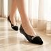 Imagen de GLAMORA Bailarinas Manoletinas Mujer Elegantes Zapatos Planos Punta Fina Bicolor con Cadena Dorada Calzado de Vestir Oficina Ceremonia Eventos bk-39