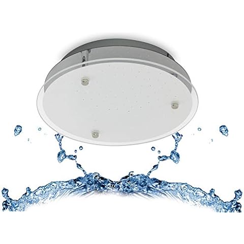 Trango 3101 Feuchtraum IP44 LED Deckenstrahler für Bad 3-Stufen dimmbar *EVA* inkl. 12 Watt 3000K warmweiß LED Modul - Design Kristalleffekt Glas Lampenschirm Cover