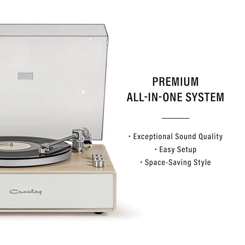 Image of Crosley CR6046A-NASL Stave 2-Speed Bluetooth Record Player Turntable with Built-in Speakers, Natural