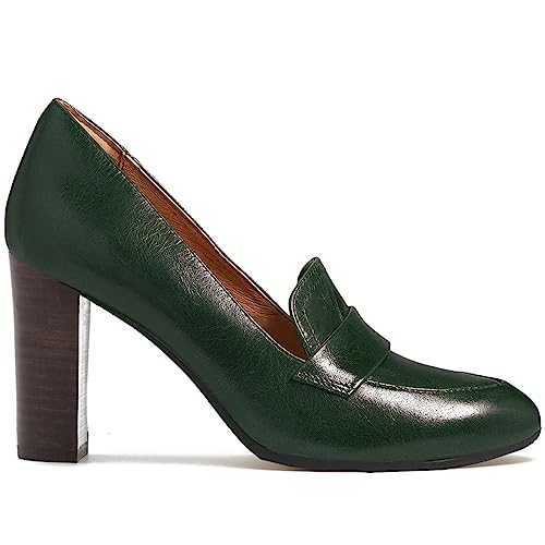 Image of MOOMMO Women Chunky Block Heel Pumps Round Closed Toe Slip On Oxford Loafers Shoes High Heels Snakeskin Work Pump Suede Loafer for Office Ladies Classic Formal Business Professional 4-13 M US