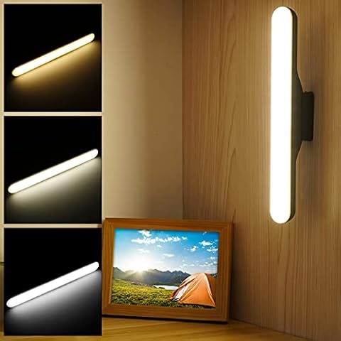 Muross Dimmable Touch Light Bar Wall Reading Light Stick On Bunk Bed Lamp Wall Mounted Lamp 3 Color Reading Lamp LED USB Rechargeable Bar Lights wtih Built-in 2300mAh Battery Stick Magnet Mount for Ca Cover