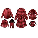 Mommy and Me Christmas Dresses Long Sleeve Green Red Black Buffalo Plaid Family Matching Outfits for Photoshoot Fall Winter Gingham Mom Daughter Daddy Son Matching Outfits Red Plaid Baby Girls 3-6M