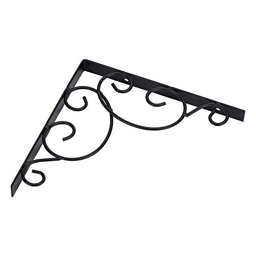 Home Master Hardware 8 X 8 Inch Decorative Floral Shelf Brackets 10 Pack Wall Mounted Shelf Support Corner Brace Joint Right Angle Bracket Black With Screws #TOP2