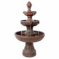 Sunnydaze Flower Blossom 43" Tiered Outdoor Water Fountain - 3-Tiered Outdoor Fountain for Garden, Patio, or Backyard - Earth Finish