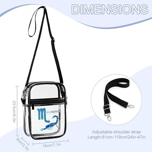 Scorpio Clear Crossbody Bag Stadium Bag Adjustable Side Shoulder Bags Messenger Bag with 2 Compartments2